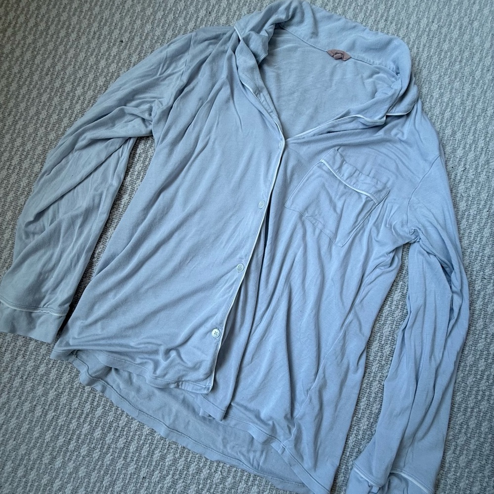 Eberjey Gisele Ice Blue/Ivory Pajama Set - Picture 3 of 6